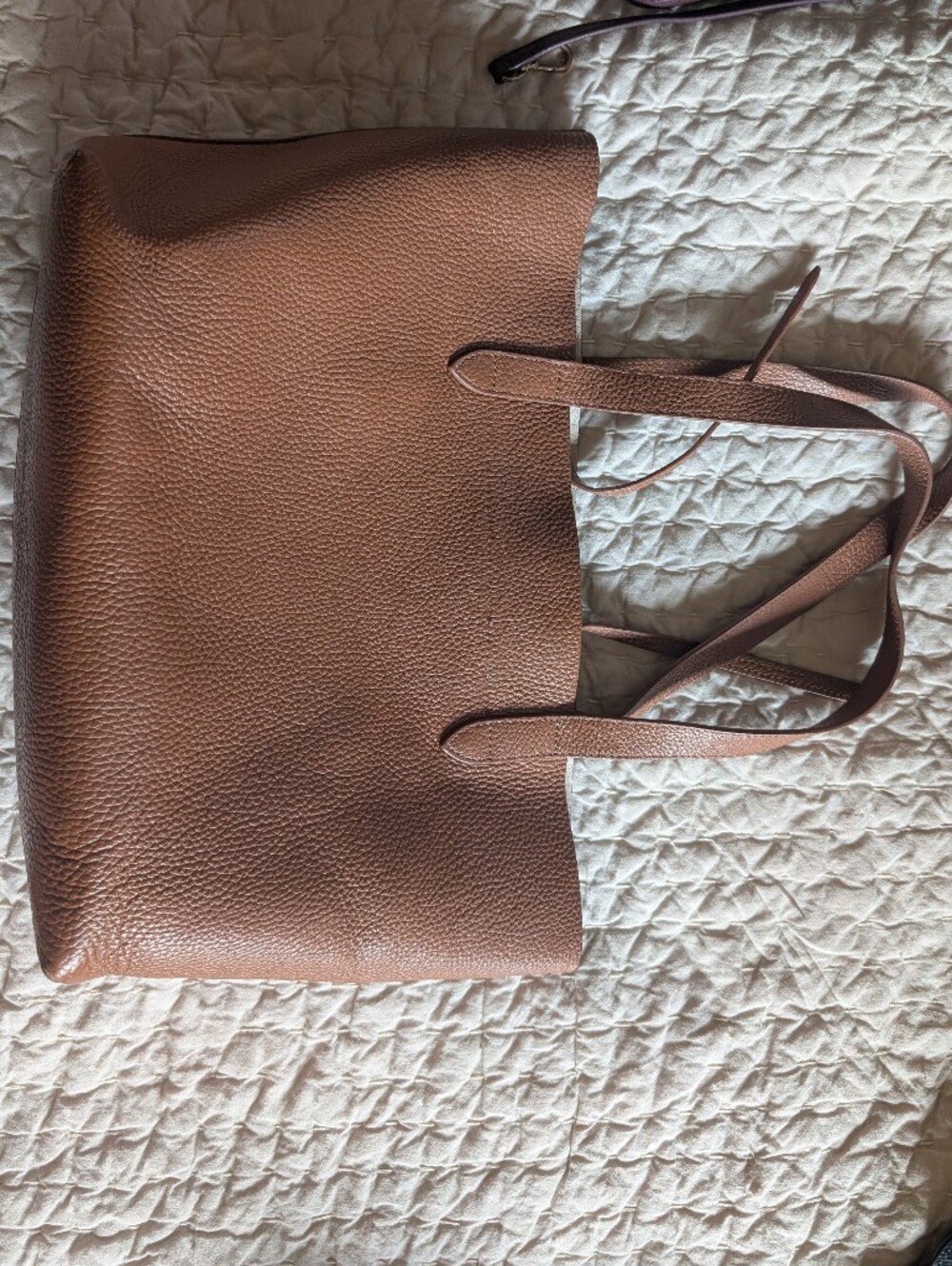 Cuyana Brown Leather Tote Bag - Classic Structured Tote - Picture 2 of 10